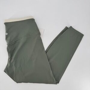 Lululemon Align SHR Pant 25 Trim Willow Green Light‎ Ivory Yoga Leggings Size 14